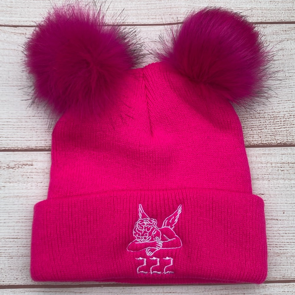 Hot Pink Angel Number Embroidered Beanie